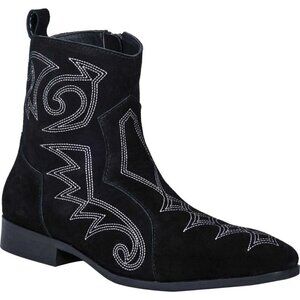 Dingo Brooks Embroidered Round Toe Cowboy Mens Black Casual Boots DI211-BLK 10 D